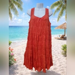 Max Studio Burnt Orange Crinkle Midi Dress Brand New With Tag. Sizes M & L.